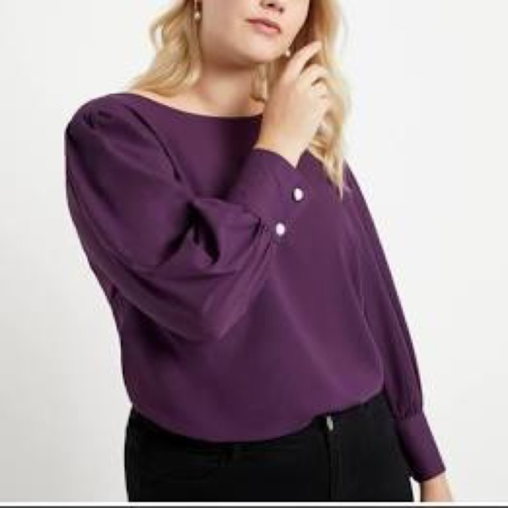 NWT ELOQUII purple top with pearl detail Size 20